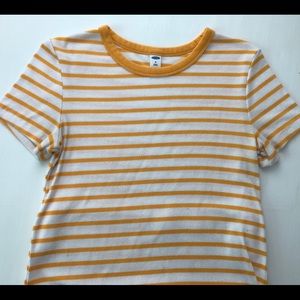 Old Navy Yellow and White Striped Tee Size Medium